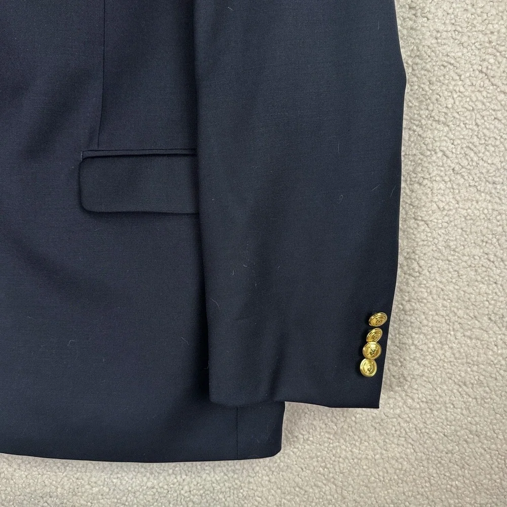 Lauren Ralph Lauren Wool Blend Blazer Mens 44L Navy Blue Preppy Gold Button